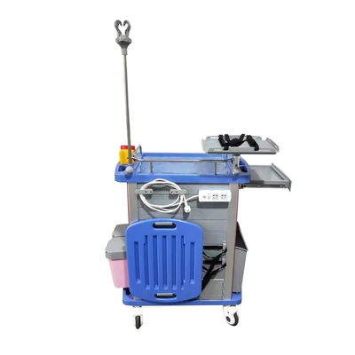 Carretto di plastica del cassetto dell'ABS lussuoso del carrello di emergenza dell'ospedale con le ruote