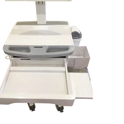 Carretto mobile medico bianco di professione d'infermiera di informazioni con la macchina per colata continua del freno