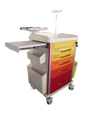 Carrello medico chiudente variopinto di stoccaggio della droga di 5 ABS con i cassetti
