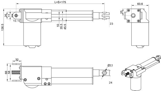 Regolatore elettrico For Hospital Bed del motore dell'azionatore lineare della mobilia medica