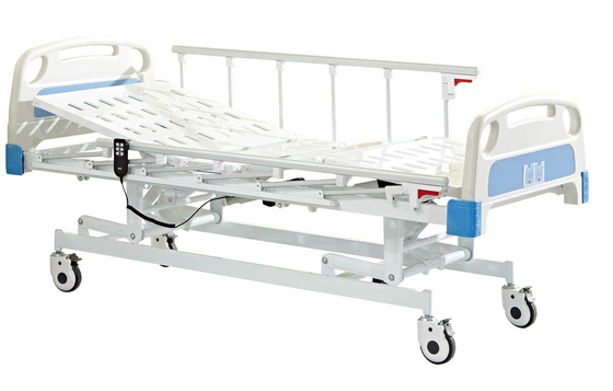 Ospedale manuale del doppio attuatore del metallo letto bianco e blu
