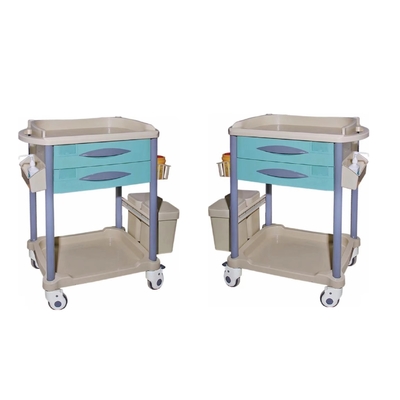 Carretto d'acciaio di plastica di trattamento medico di doppio strato 930mm del piano d'appoggio dell'ABS