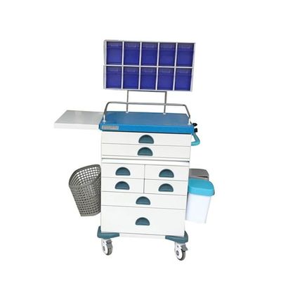 Carretto medico di anestesia dell'ospedale 1080mm con il blu della scatola di stoccaggio