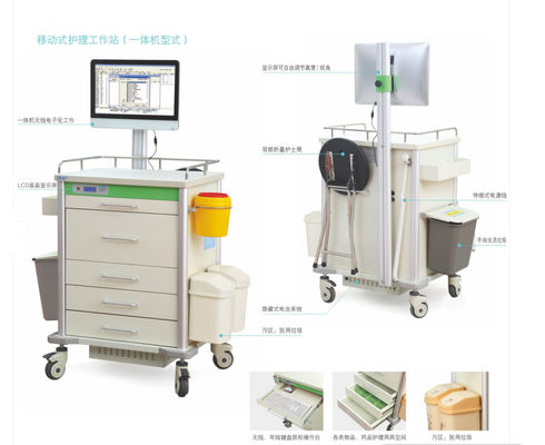 Carretti del farmaco del computer per il carrello della stazione di lavoro dell'ospedale elettricamente