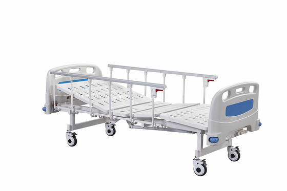 Ospedale manuale del doppio attuatore del metallo letto bianco e blu